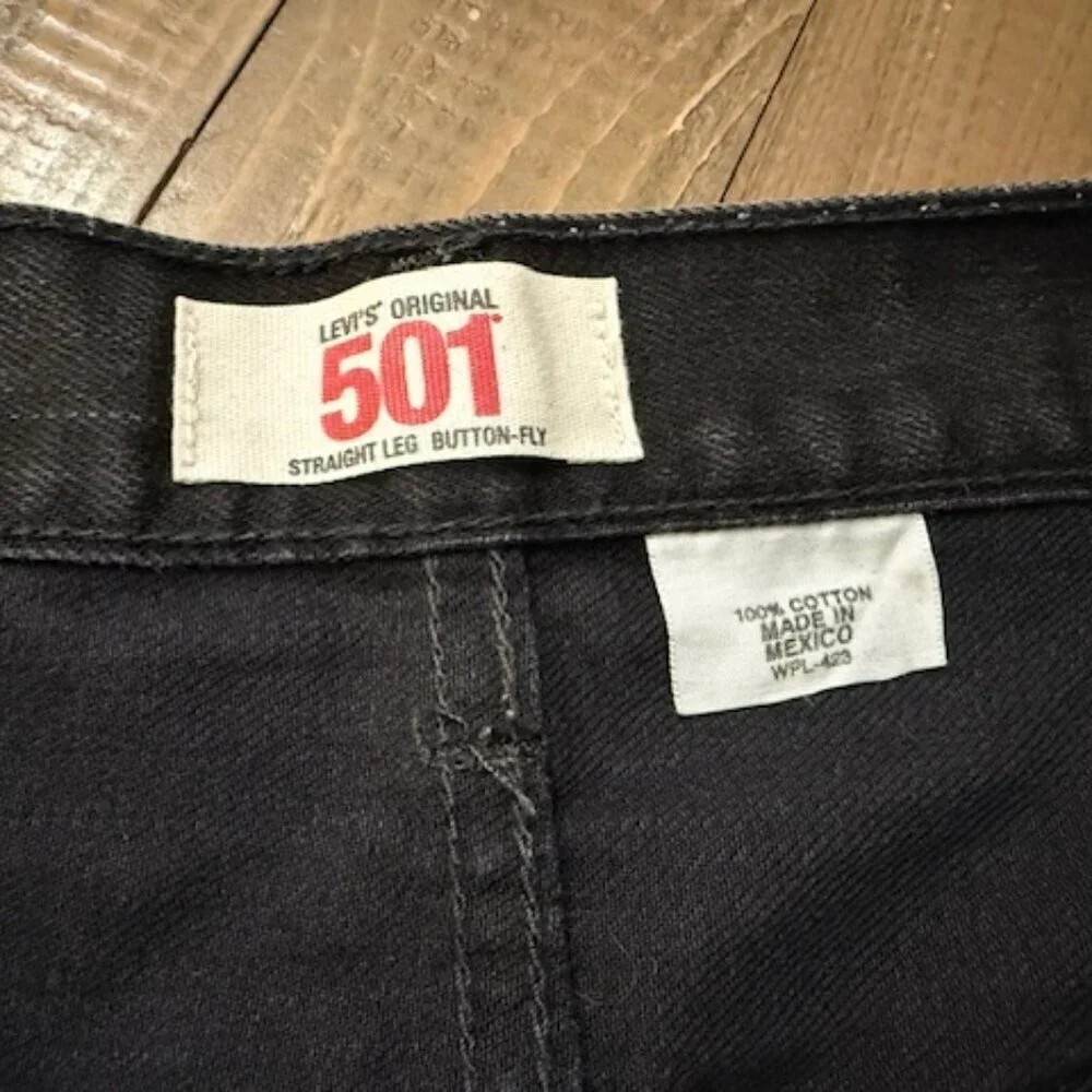 Vintage Levi’s 501 XX Jeans Black Original Straight Leg Denim Button Fly 38x32